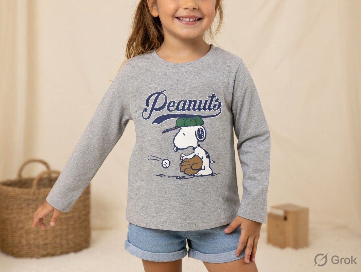 Peanuts Snoopy Printed Full Sleeve T-Shirt – Grey