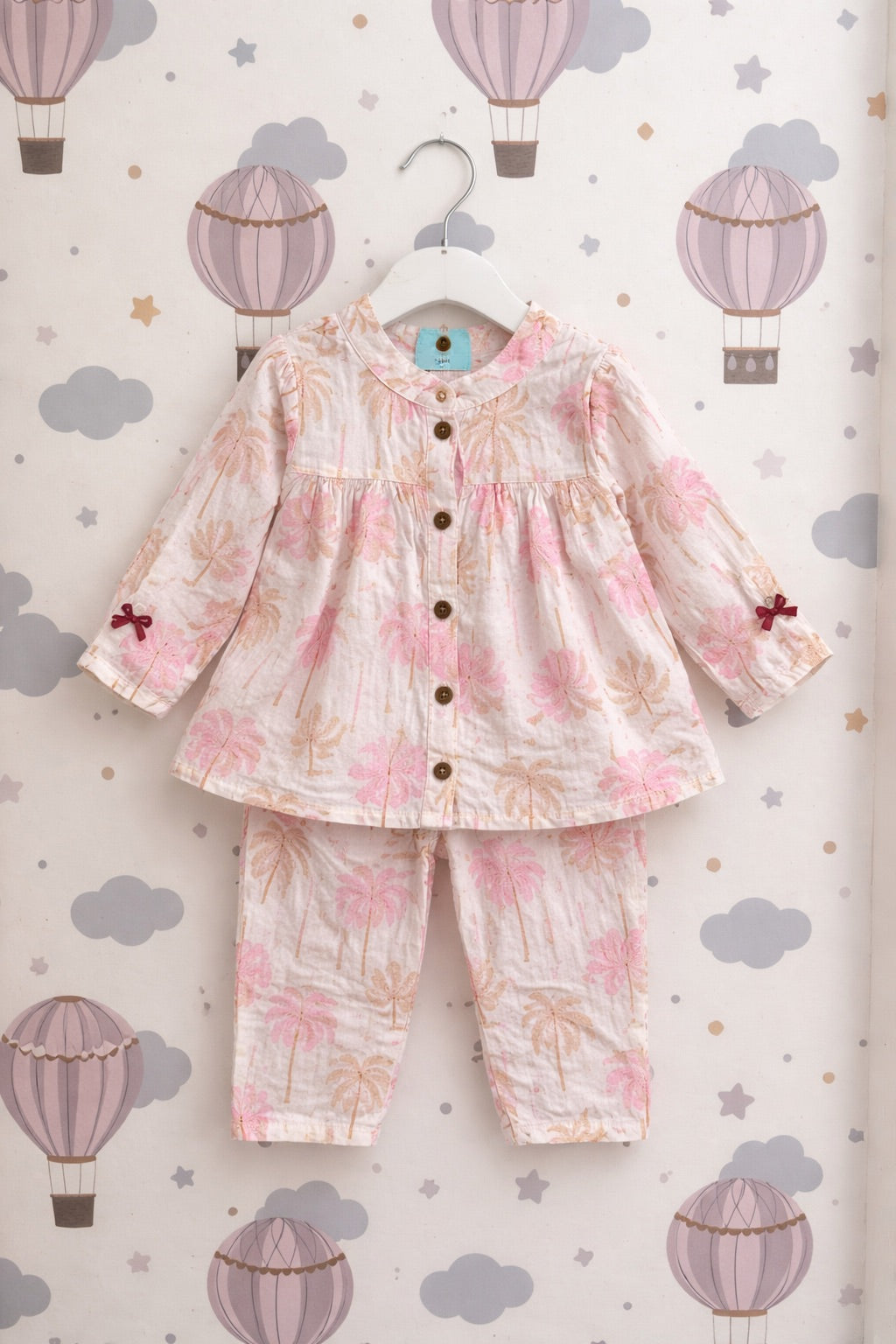 Blush Palm Muslin Co-ord Set (2-Piece)