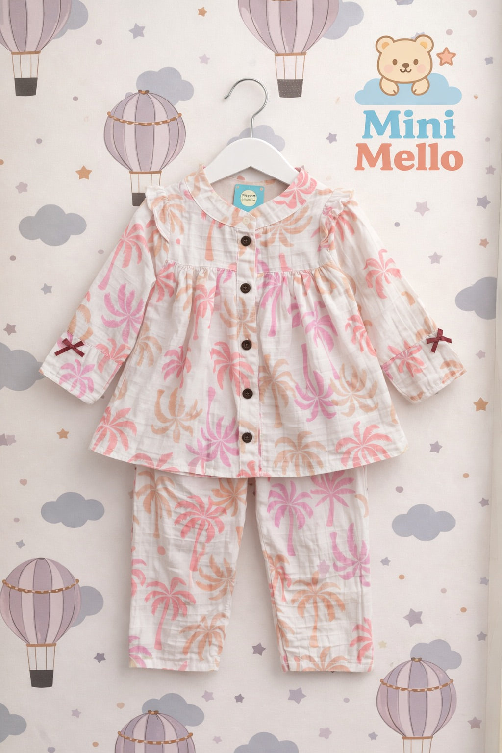 Blush Palm Muslin Co-ord Set (2-Piece)