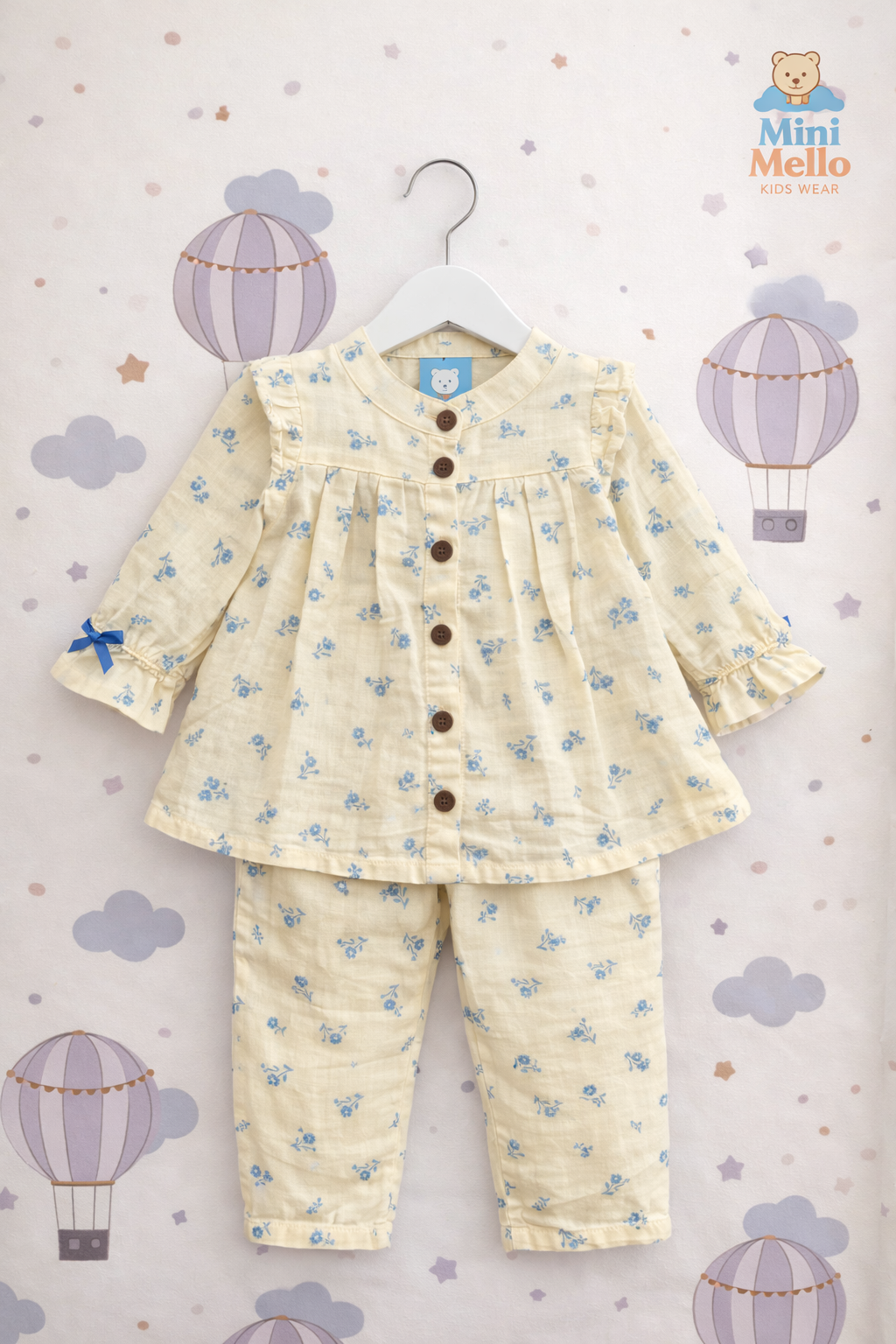 Blue Blossom Muslin Co-ord Set (2-Piece)