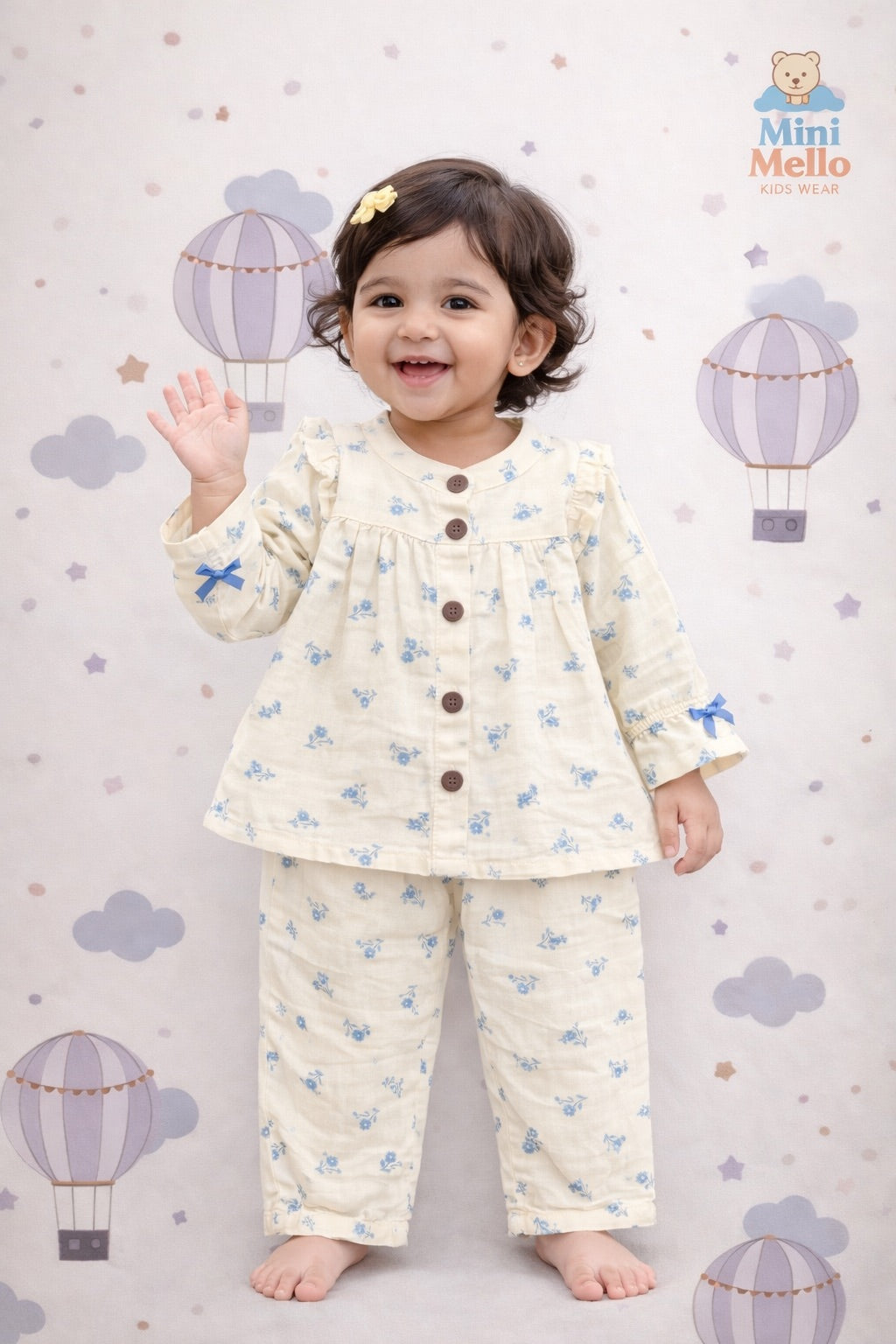 Blue Blossom Muslin Co-ord Set (2-Piece)