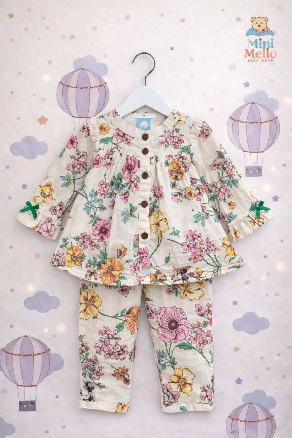 Bright Flowers Muslin Co-ord Set (2-Piece)