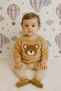 Beige Teddy Print Toddler Sweatshirt