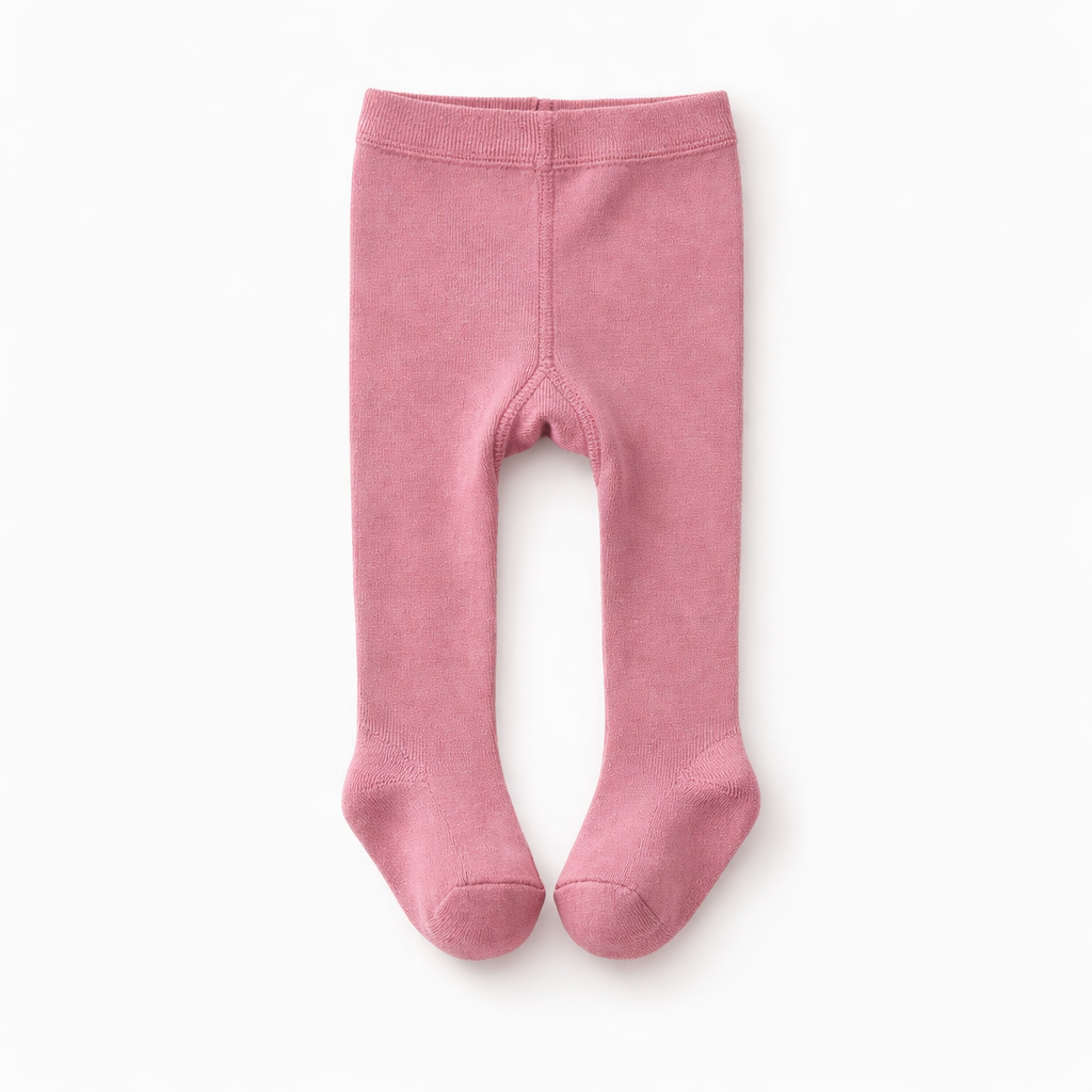 Kiabi Cotton Knit Solid Tights- Blush Pink