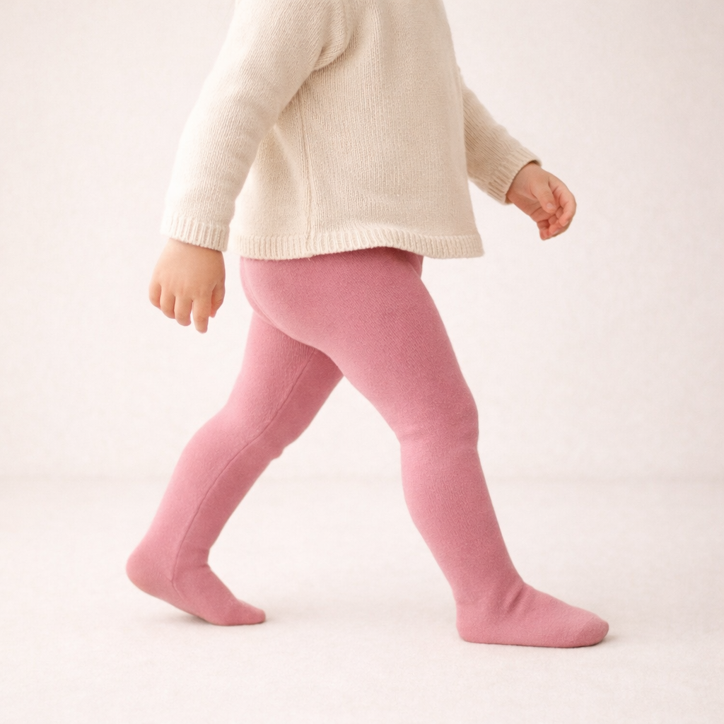 Kiabi Cotton Knit Solid Tights- Blush Pink