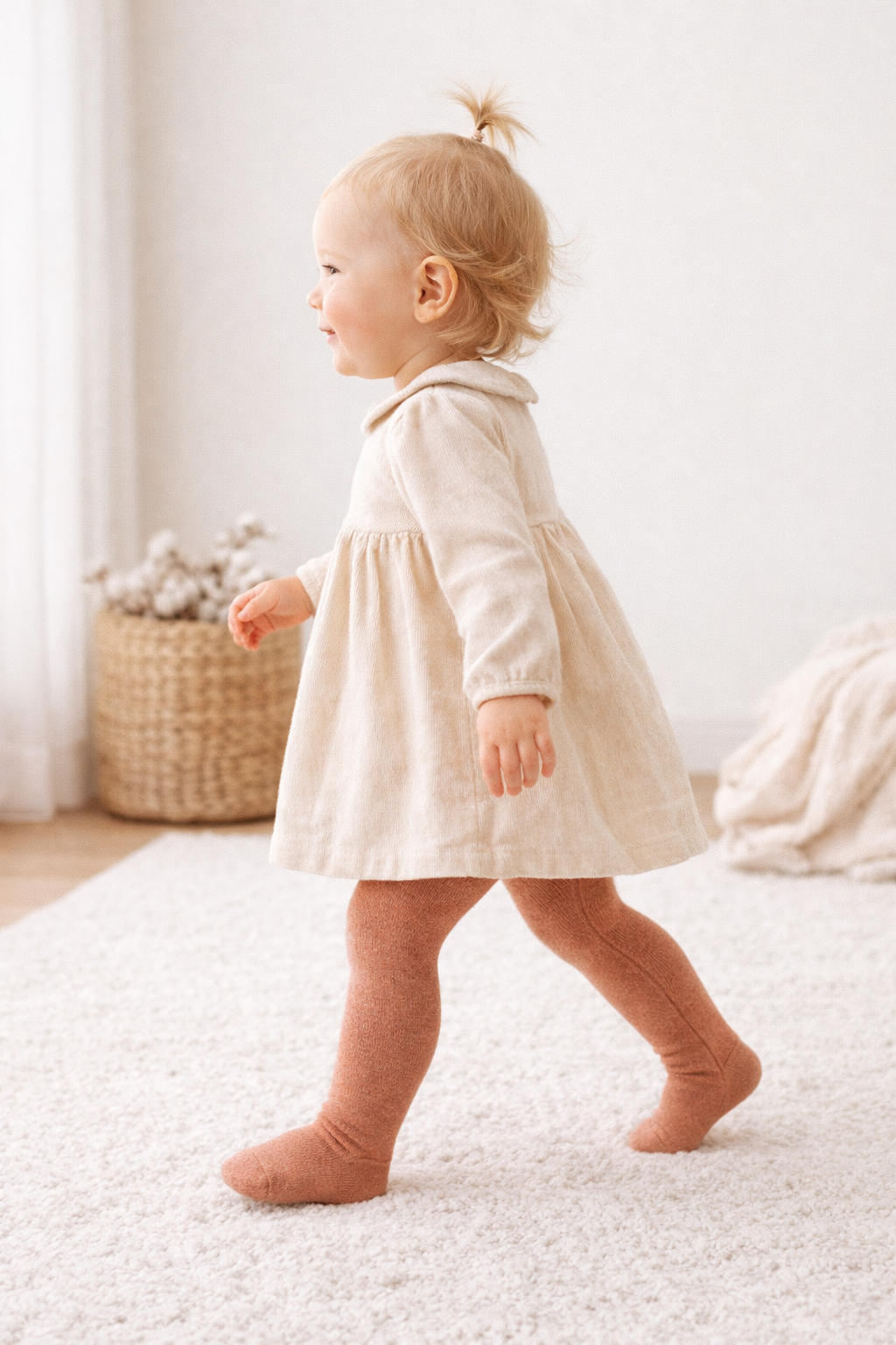 Kiabi Cotton Knit Solid Tights- Rust Brown