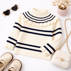 Cream Striped Knit Sweater