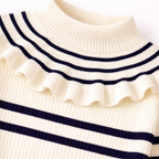 Cream Striped Knit Sweater