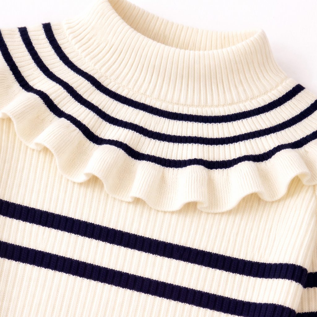 Cream Striped Knit Sweater