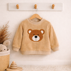 Beige Teddy Print Toddler Sweatshirt