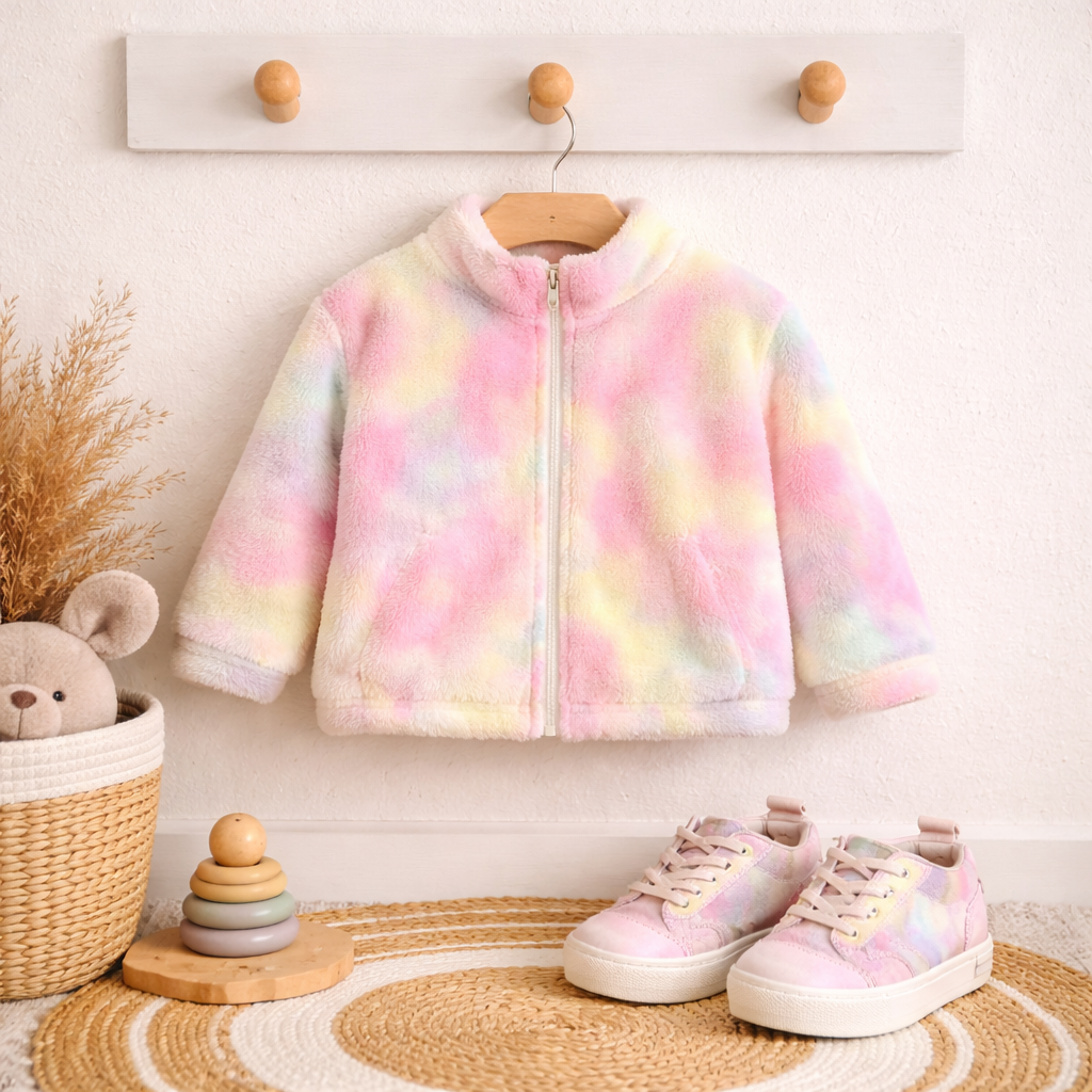 Pastel Fleece Zip-Up Winter Jacket