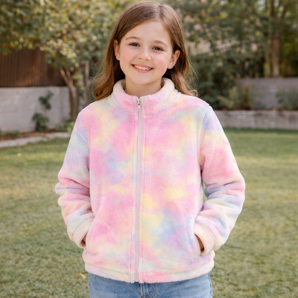 Pastel Fleece Zip-Up Winter Jacket