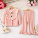 Elegant Blush Knit Co-ord Set with Bow Detail