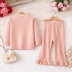 Elegant Blush Knit Co-ord Set with Bow Detail