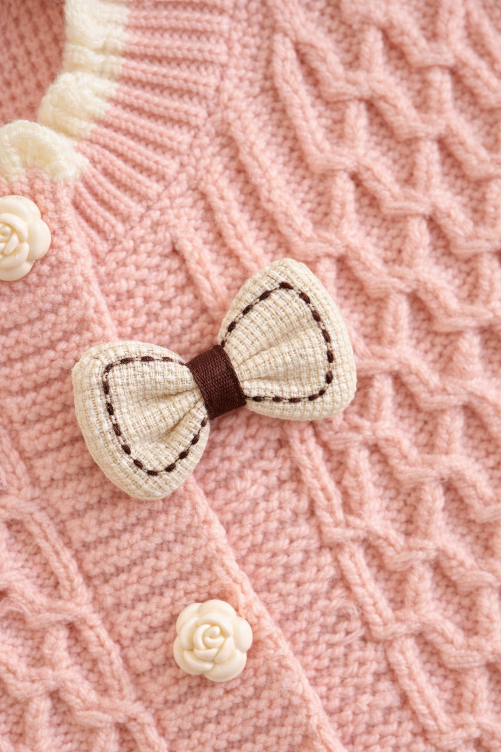 Elegant Blush Knit Co-ord Set with Bow Detail