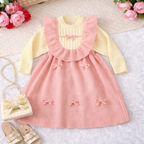 Blush Bow Knit Dress with Ruffle Collar