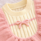 Blush Bow Knit Dress with Ruffle Collar