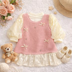 Blush Sleeveless Dress with Sheer Sleeve Inner Top Set