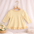 Pastel Yellow Frock with Front Zip & Ruffle Detail