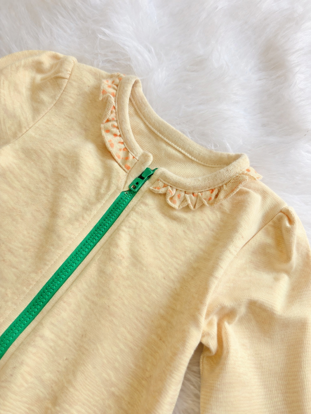 Pastel Yellow Frock with Front Zip & Ruffle Detail