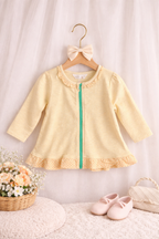 Pastel Yellow Frock with Front Zip & Ruffle Detail
