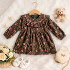 Charcoal Floral Ruffle Frock