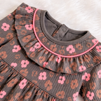 Charcoal Floral Ruffle Frock