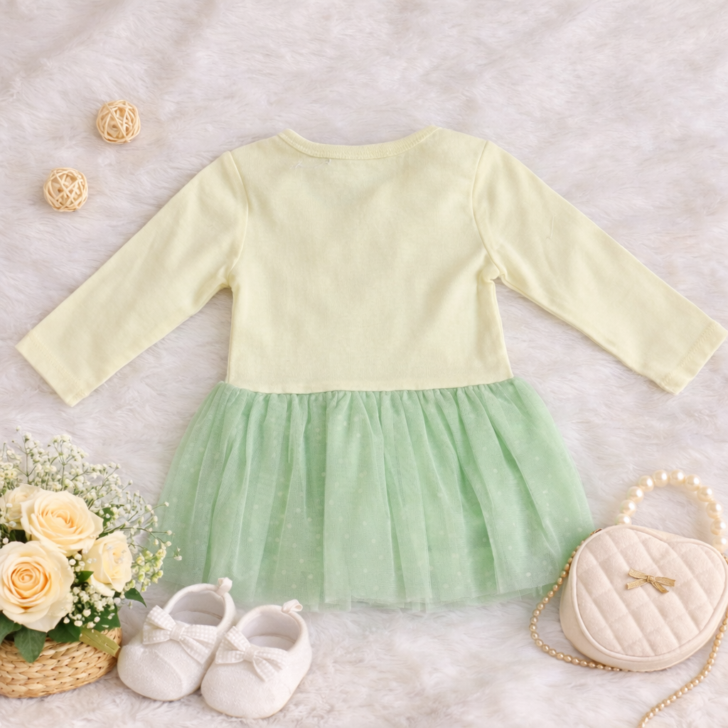 Pastel Mint Green Cotton Knit top with soft net