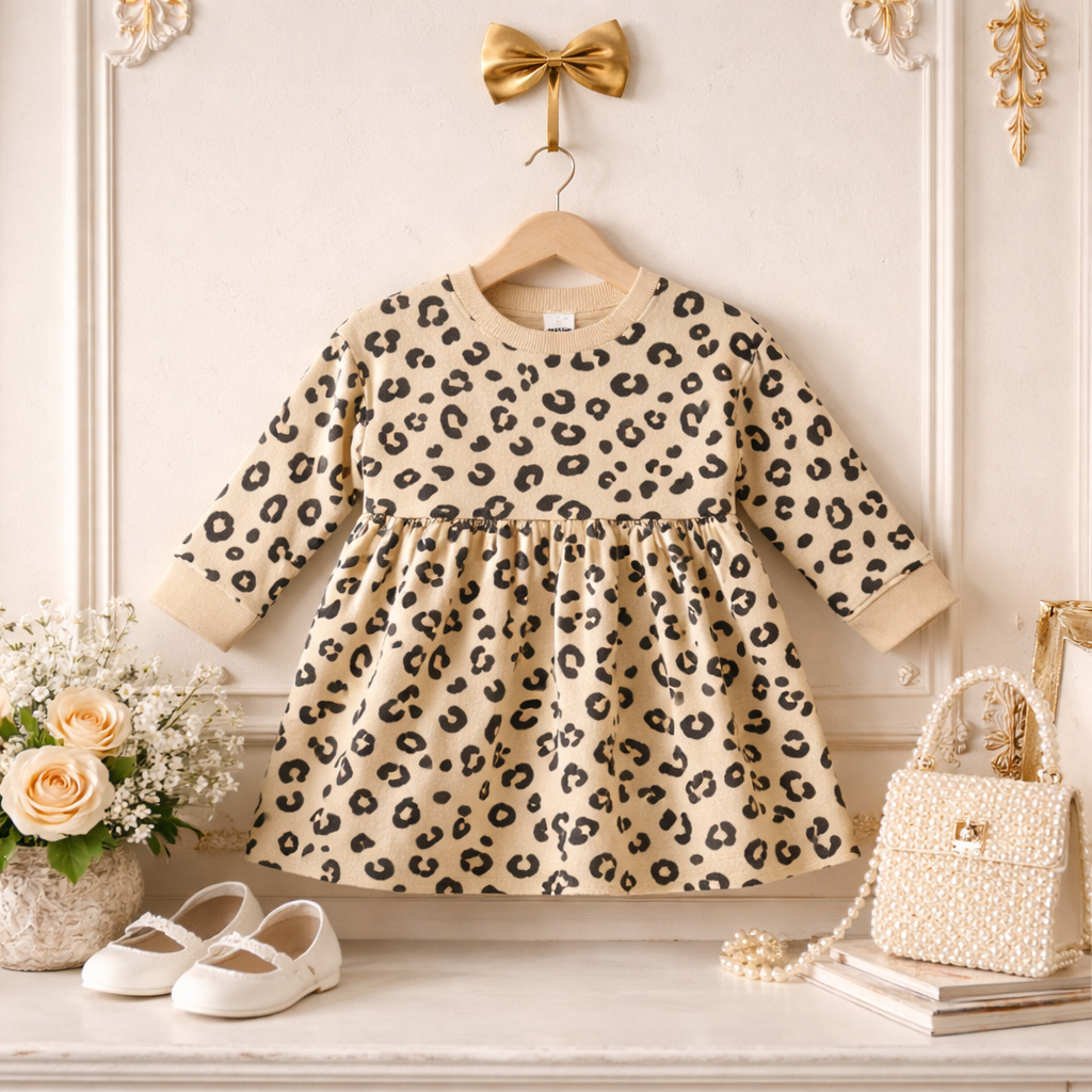 Mini Mello Leopard Print Baby Frock – Soft Cotton Dress