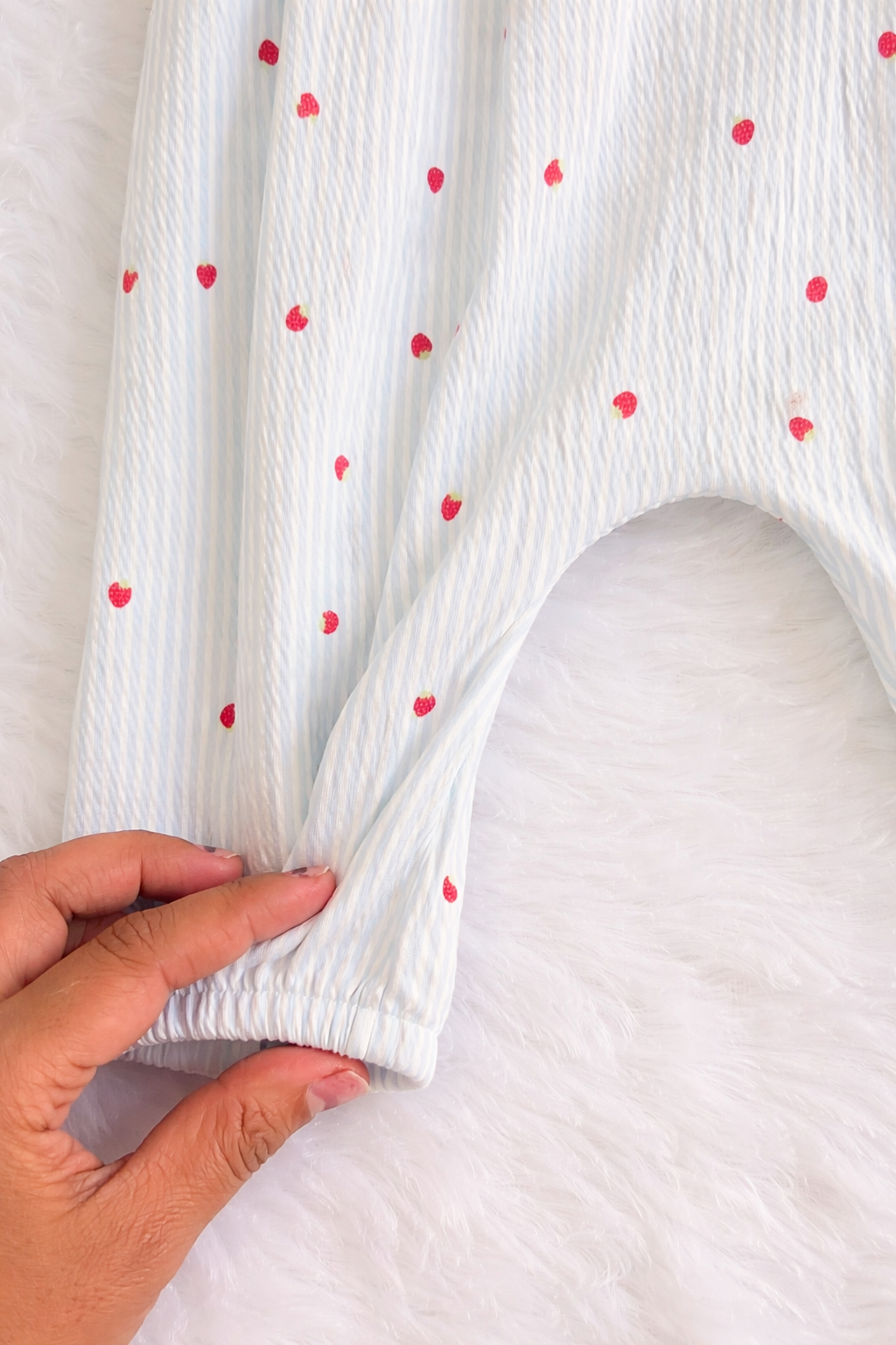 Strawberry Print Dungaree with Snap Closure