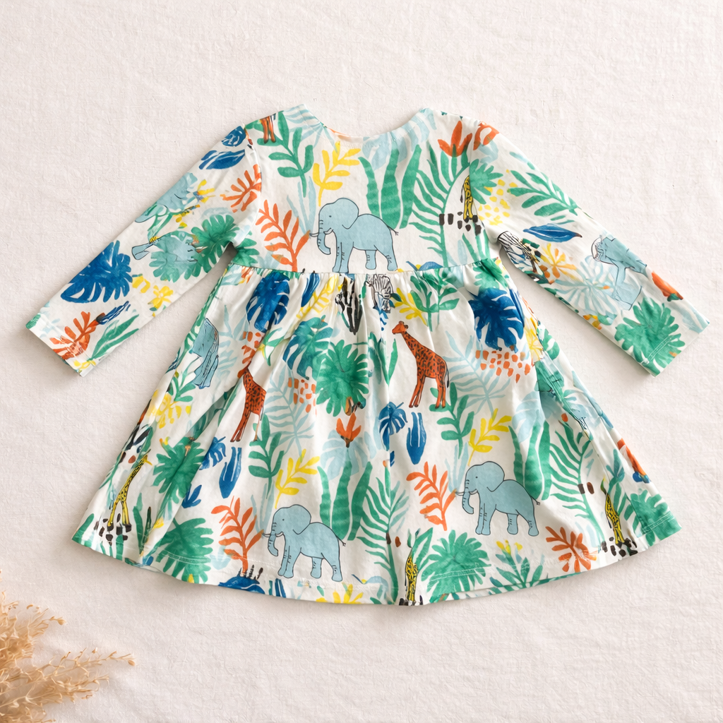 Jungle Print Full Sleeve Baby Dress