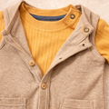 Cozy Beige & Mustard Layered Baby Romper Set