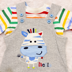 Zebra Footed Baby Romper Set – Grey