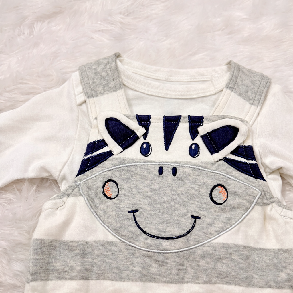 Zebra Face Striped Baby Romper Set