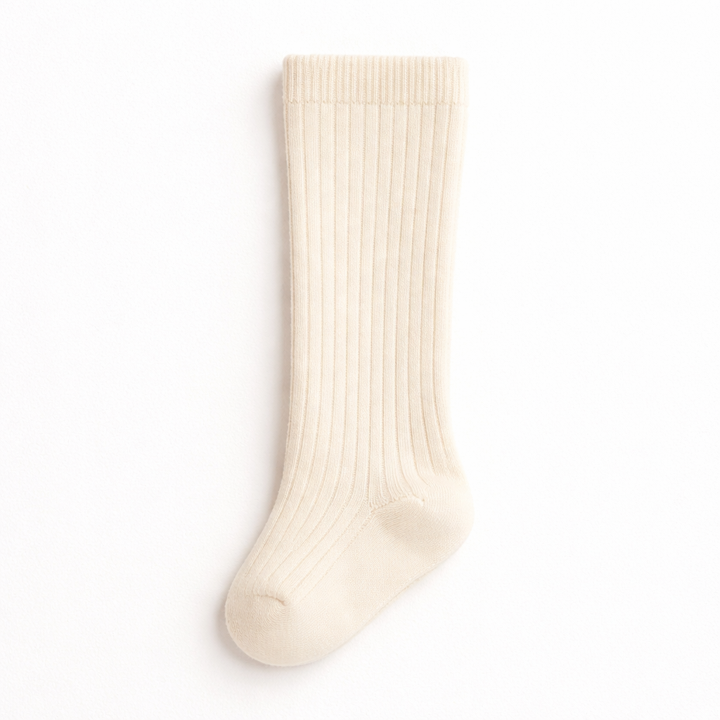 Kiabi Cotton Knit Solid Tights- Cream