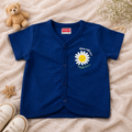 Blue Cotton Baby Jabla Top with Daisy Print