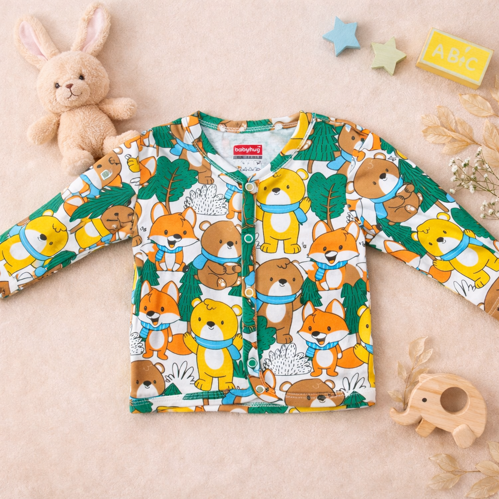 Multicolor Cotton Baby Jabla Top with Animal Print