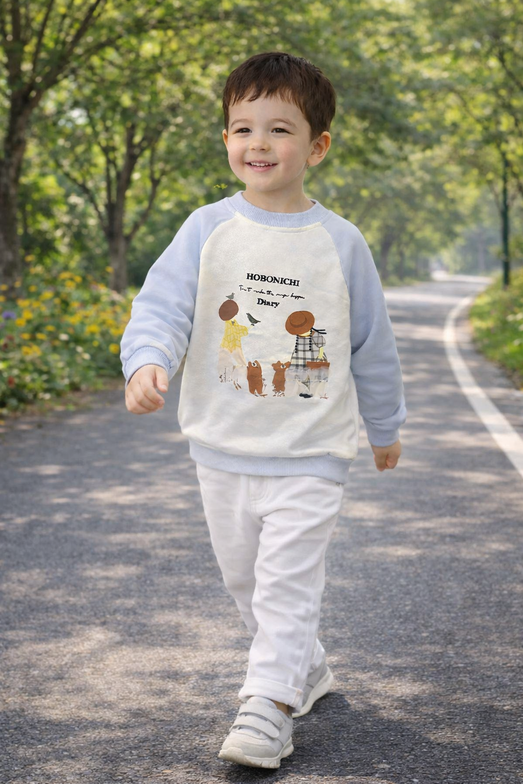 Blue Cream Print Sweatshirt