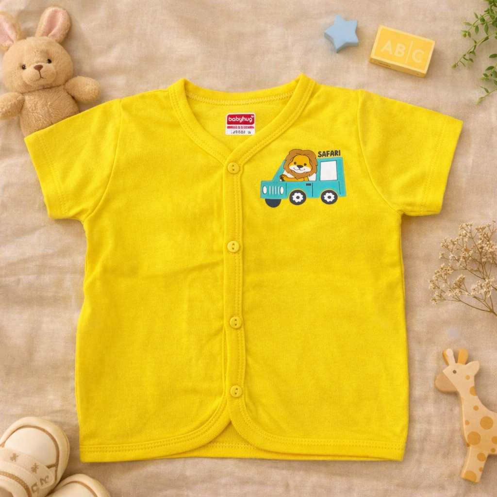 Yellow Cotton Baby Jabla Top with Safari Lion Print