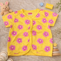 Yellow Cotton Baby Jabla Top with Pink Floral Print