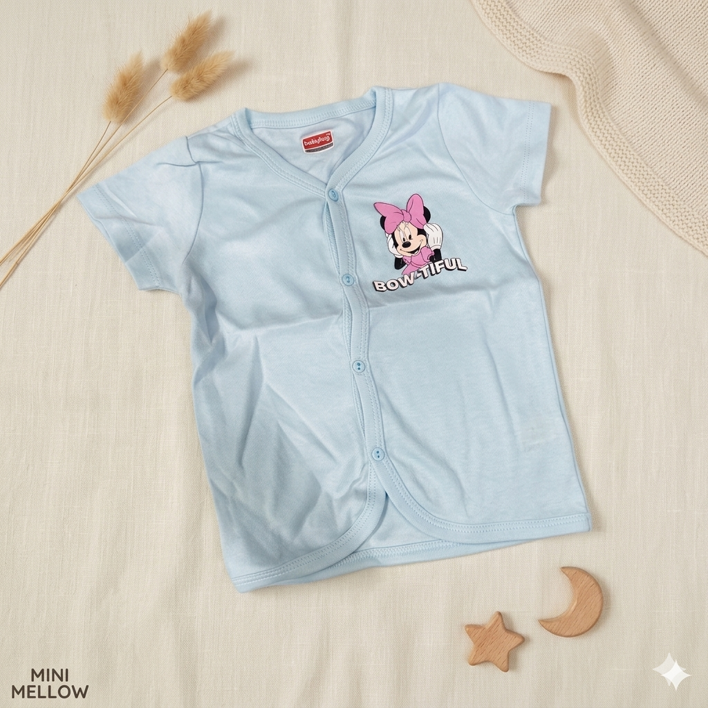 Sky Blue Cotton Baby Jabla Top with Minnie Print