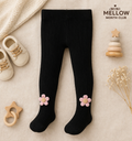 Baby Girls Cotton Ribbed Stockings with Flower Detail – Soft Stretch Fit