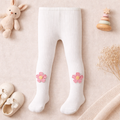 Baby Girls Cotton Ribbed Stockings with Flower Detail – Soft Stretch Fit