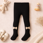 Baby Girls Ribbed Cotton Stockings with Bow Detail