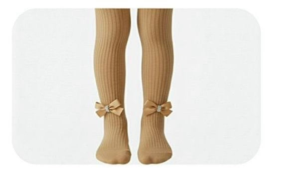 Baby Girls Ribbed Cotton Stockings with Bow Detai