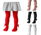 Baby Girls Textured Cotton Stockings with Bow Detail