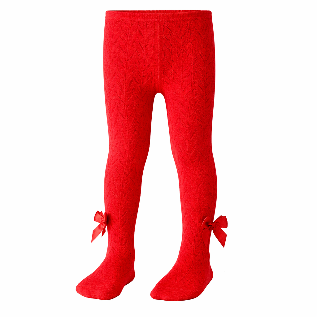 Baby Girls Textured Cotton Stockings with Bow Detail