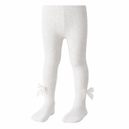 Baby Girls Textured Cotton Stockings with Bow Detail