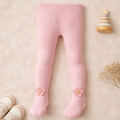 Baby Girls Cotton Ribbed Stockings with Flower Detail – Soft Stretch Fit