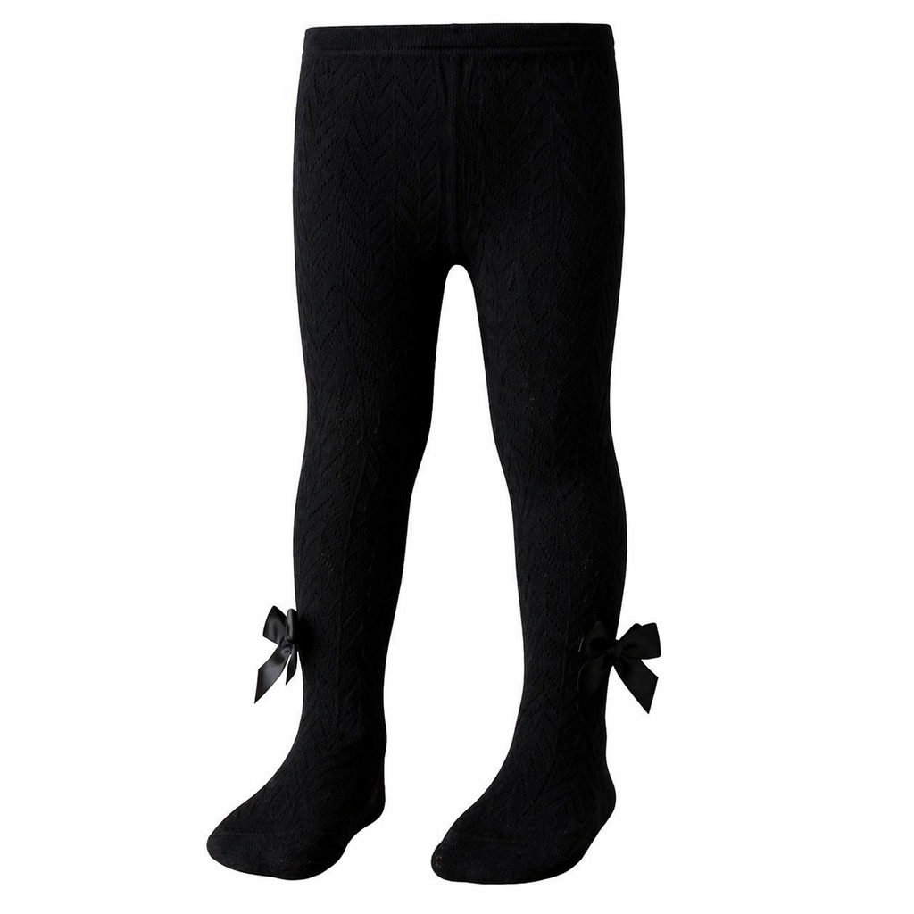 Baby Girls Textured Cotton Stockings with Bow Detail